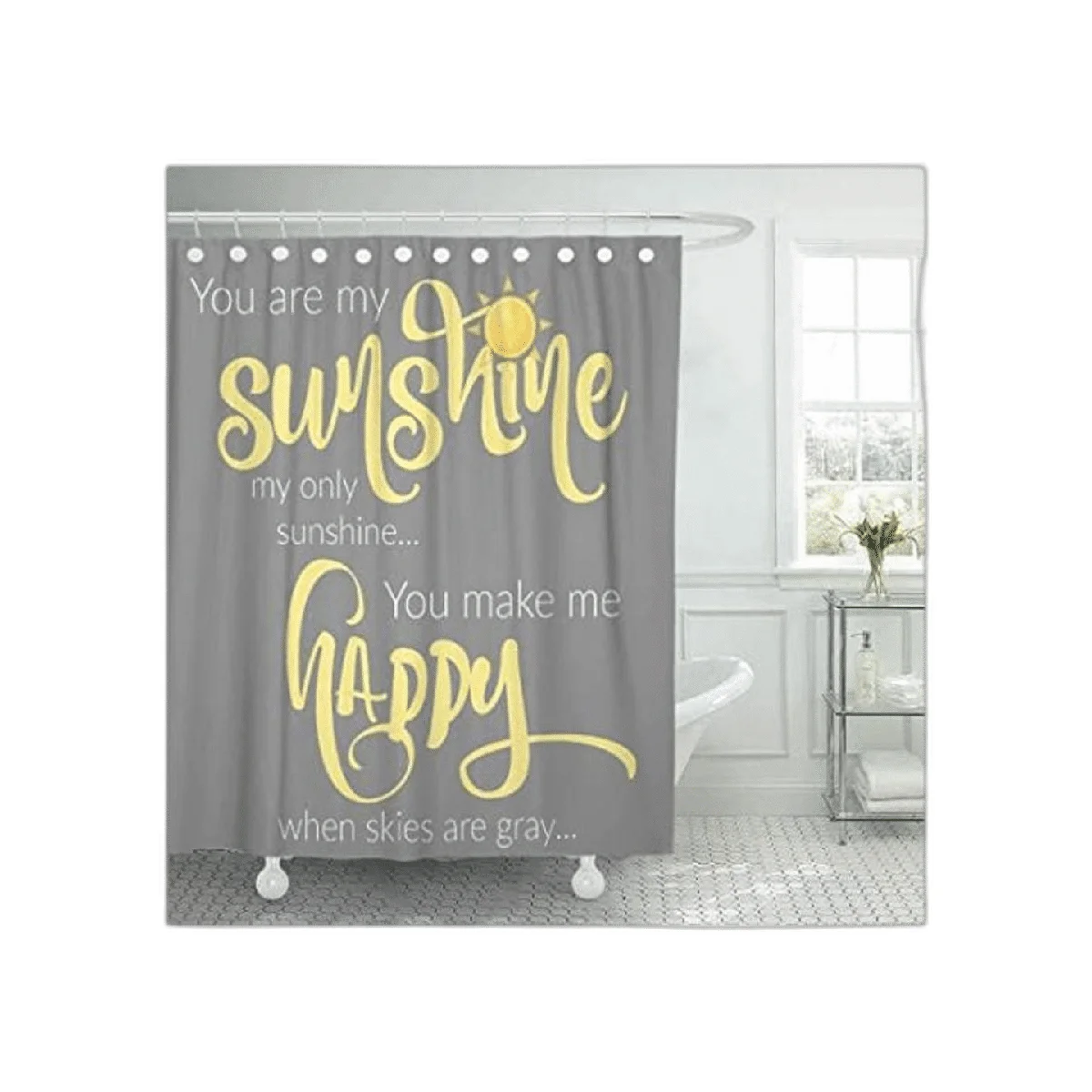 Semtomn Cortina de ducha You are My Sunshine amarillo_1