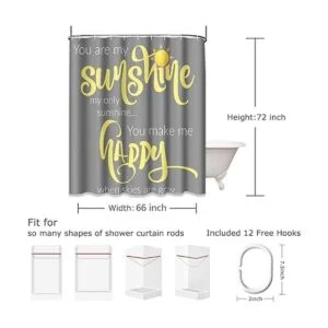 Semtomn Cortina de ducha You are My Sunshine amarillo_6
