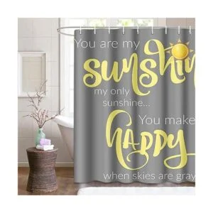 Semtomn Cortina de ducha You are My Sunshine amarillo_3