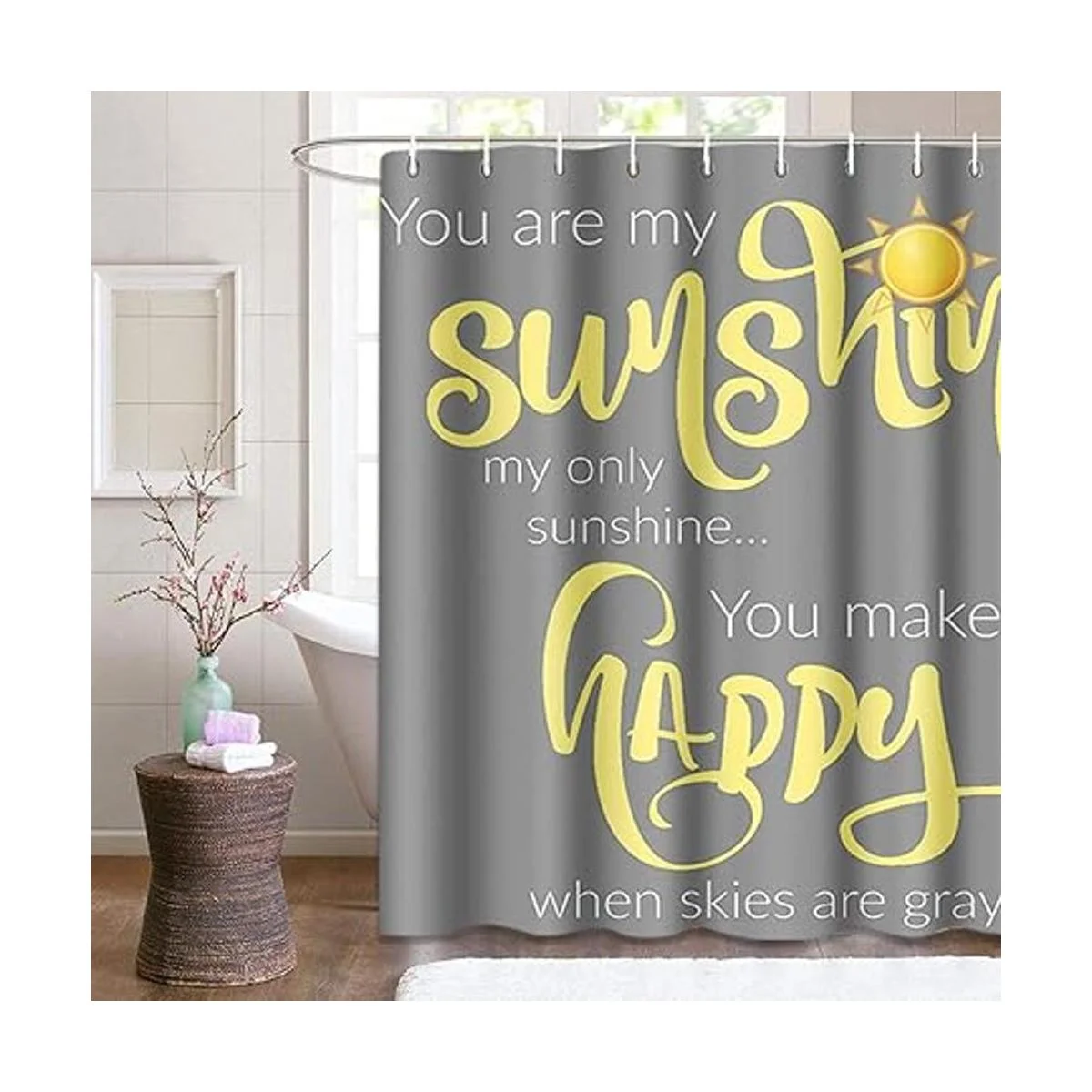 Semtomn Cortina de ducha You are My Sunshine amarillo_3