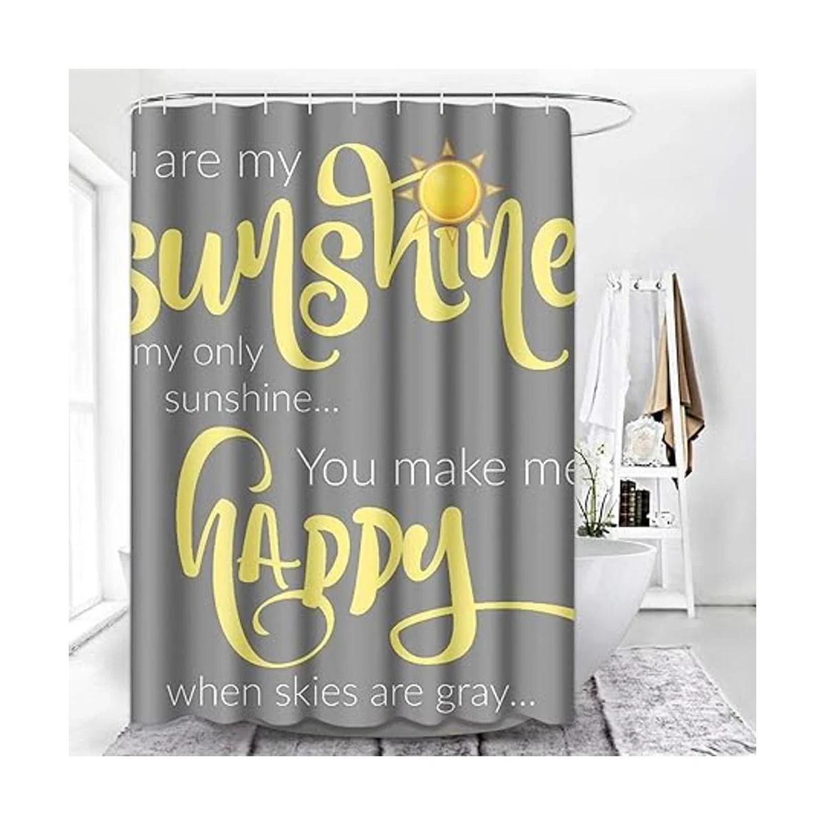 Semtomn Cortina de ducha You are My Sunshine amarillo_5