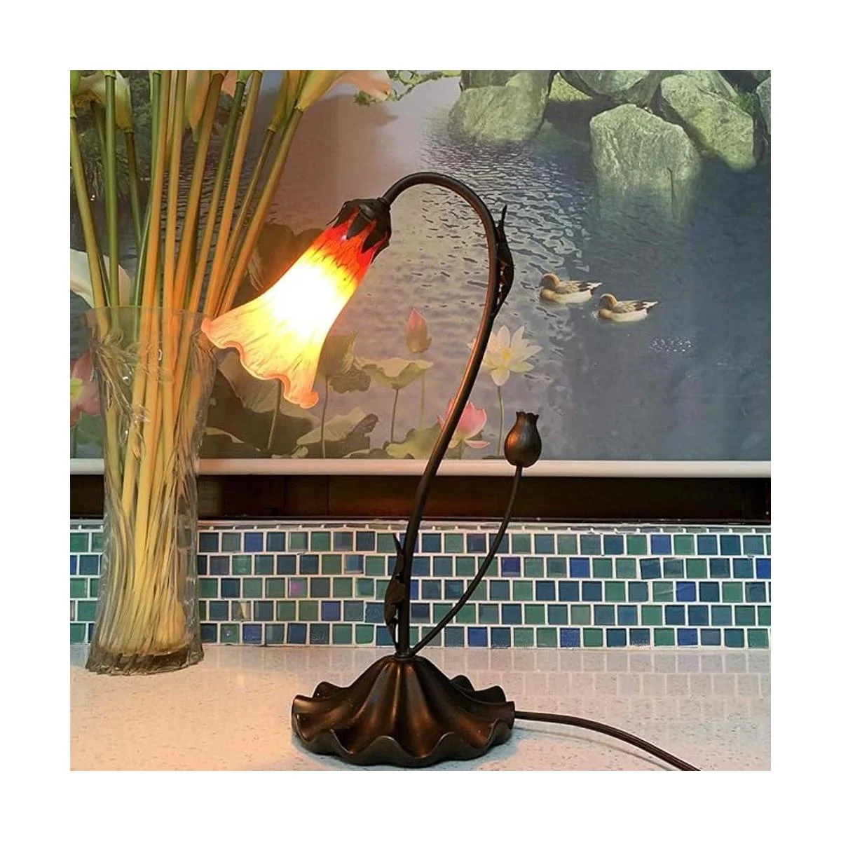 Bieye Lily Flower L10697 Lámpara de mesa de vidrio_2