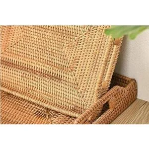 Bandeja de ratán tejida a mano con asas para desayuno