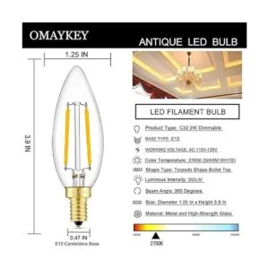 OMAYKEY Bombilla LED de 2 W equivalente a 25 W 2700 K_2