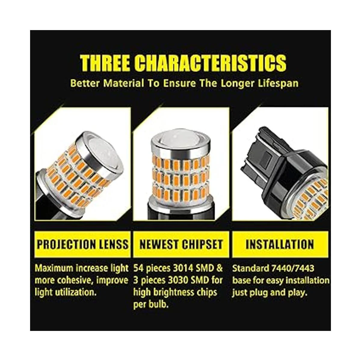 AUXLIGHT 7443 7440 T20 Bombillas LED blanco ambar_2