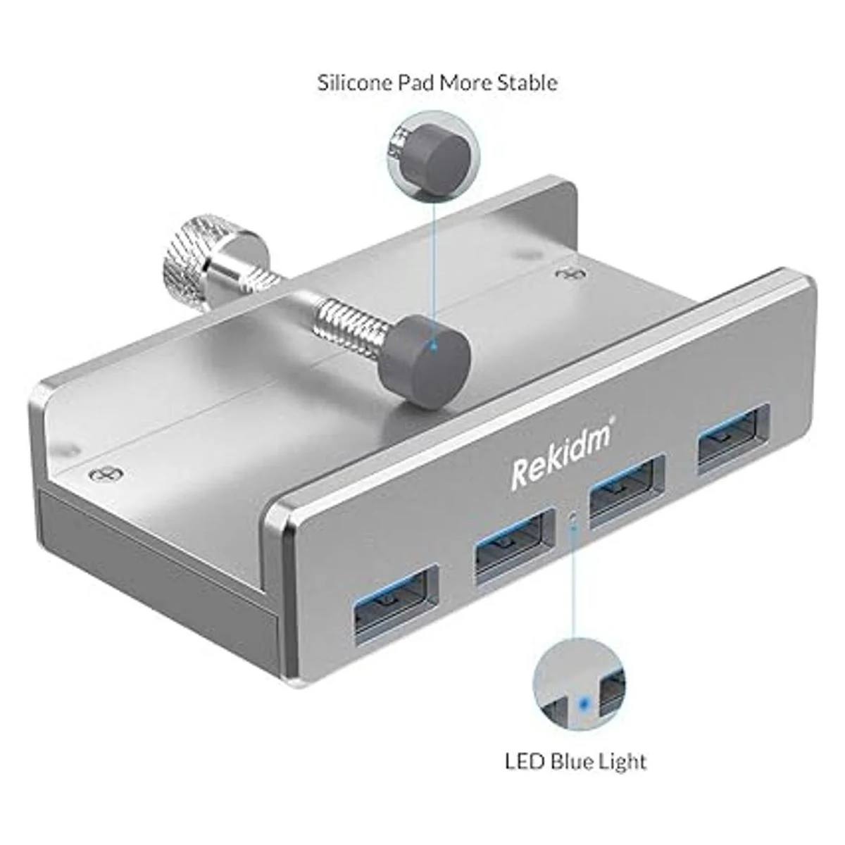 Hub USB 3.0 Rekidm 4 puertos de aluminio escritorio USB_4