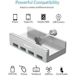 Hub USB 3.0 Rekidm 4 puertos de aluminio escritorio USB_6