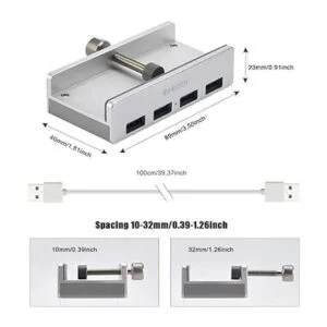 Hub USB 3.0 Rekidm 4 puertos de aluminio escritorio USB_5
