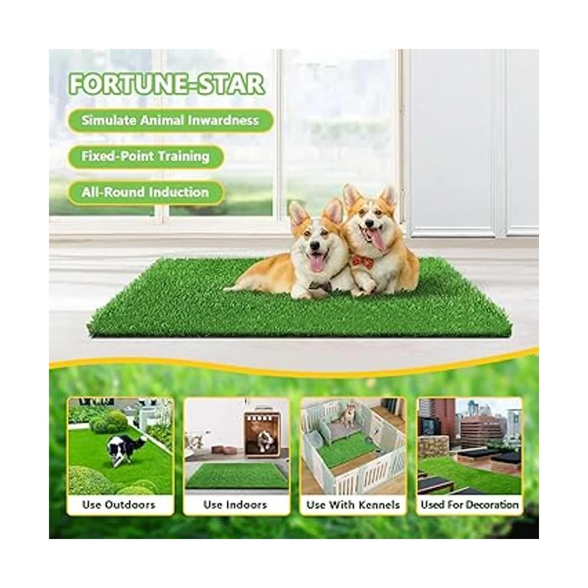 Fortunestar Tapete de hierba artificial para perros y_5