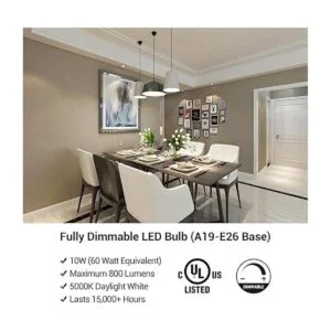 DEWENWILS Paquete de 4 bombillas LED regulables A19 10_3