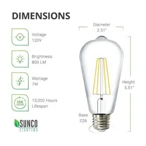 Sunco Lighting Bombillas LED Edison de 2700 K color_2