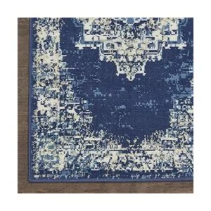 Nourison Grafix Alfombra persa moderna color azul marino_4