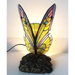 Tiffany lámpara mariposa azul cristal HMJ8060 vitral_3