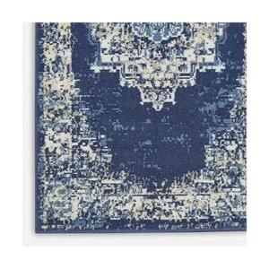 Nourison Grafix Alfombra persa moderna color azul marino_5