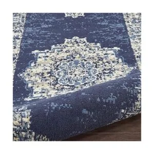 Nourison Grafix Alfombra persa moderna color azul marino_6