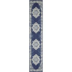 Nourison Grafix Alfombra persa moderna color azul marino_2