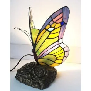 Tiffany lámpara mariposa azul cristal HMJ8060 vitral_4