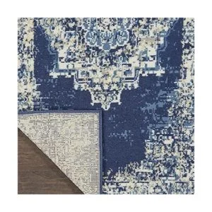 Nourison Grafix Alfombra persa moderna color azul marino_3