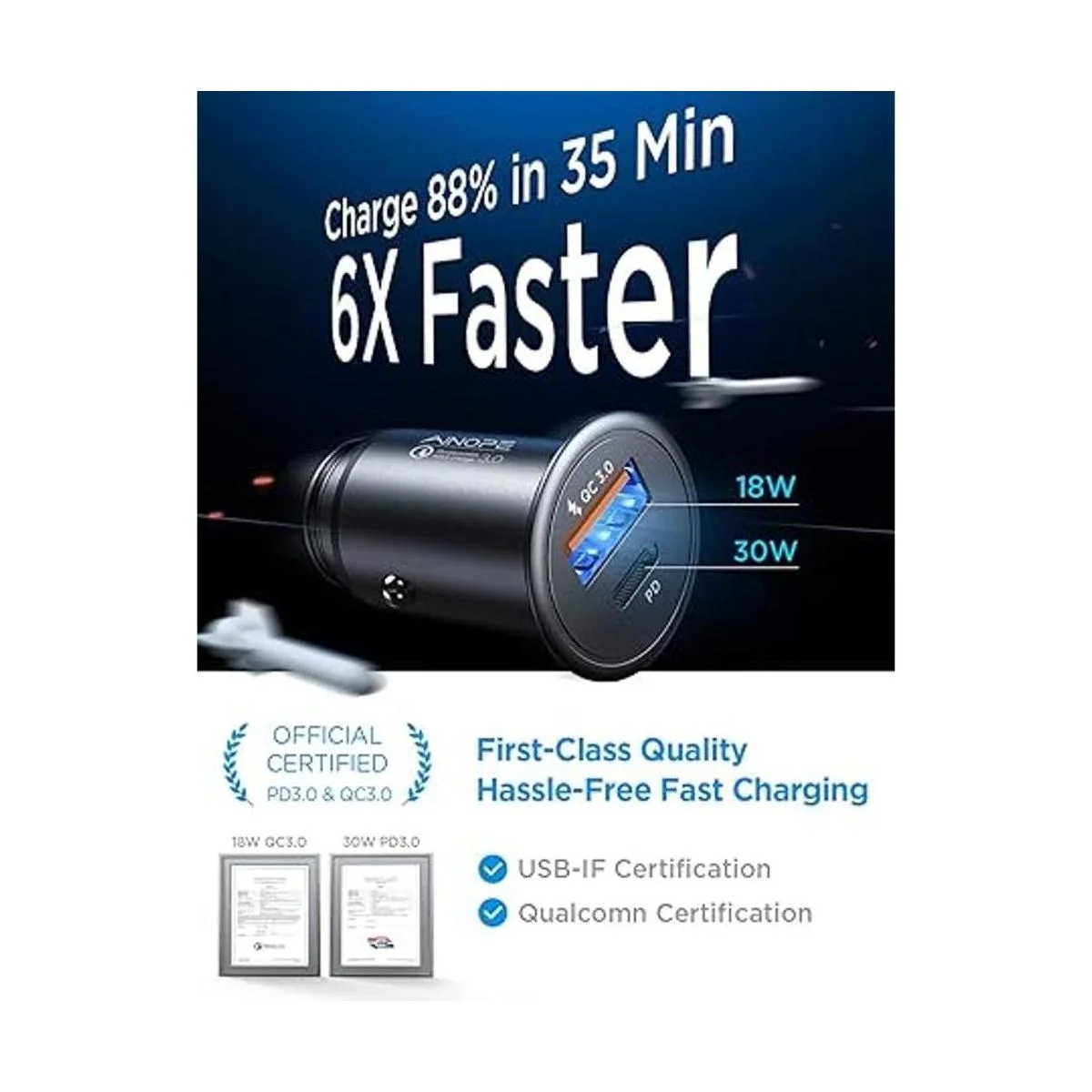 Cargador de coche USB C de 48 W Super Mini AINOPE de metal_2