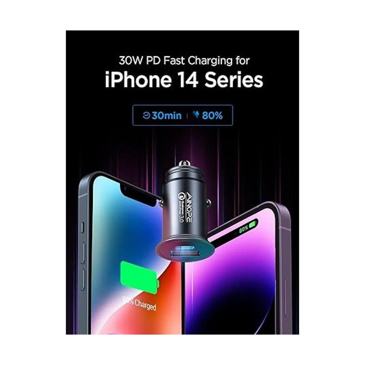 Cargador de coche USB C de 48 W Super Mini AINOPE de metal_4