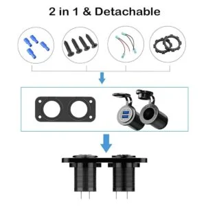 QC 3.0 Toma de corriente USB de 12 V para barco marino