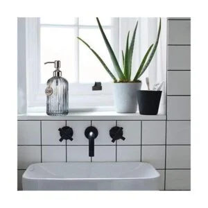 JASAI Dispensador de jabón de cocina con rayas verticales