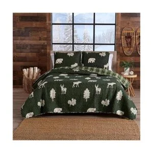 Juego de colcha de tamaño matrimonialqueen con 2 fundas._6