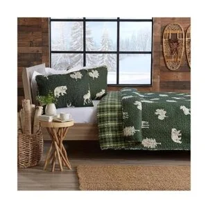 Juego de colcha de tamaño matrimonialqueen con 2 fundas._2