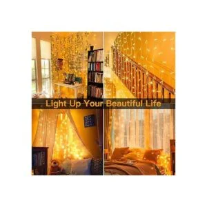 Ollny300 luces LED de cortinade navidadcolor blanco_3