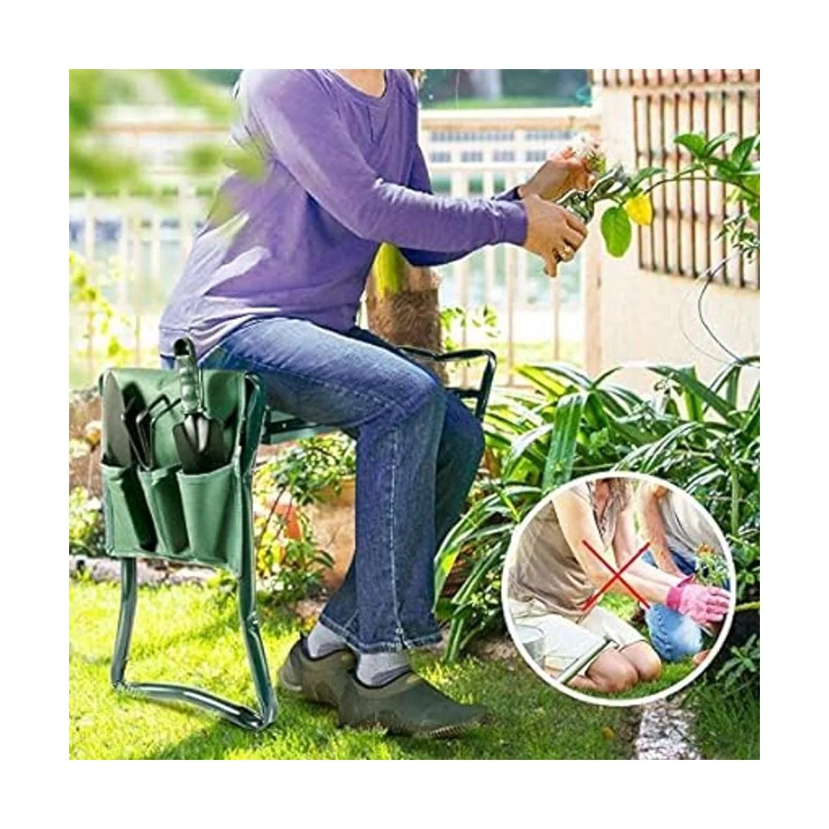 Fiamer Taburete plegable para jardín o jardín con 1