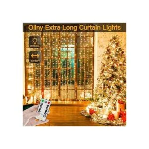 Ollny300 luces LED de cortinade navidadcolor blanco_2