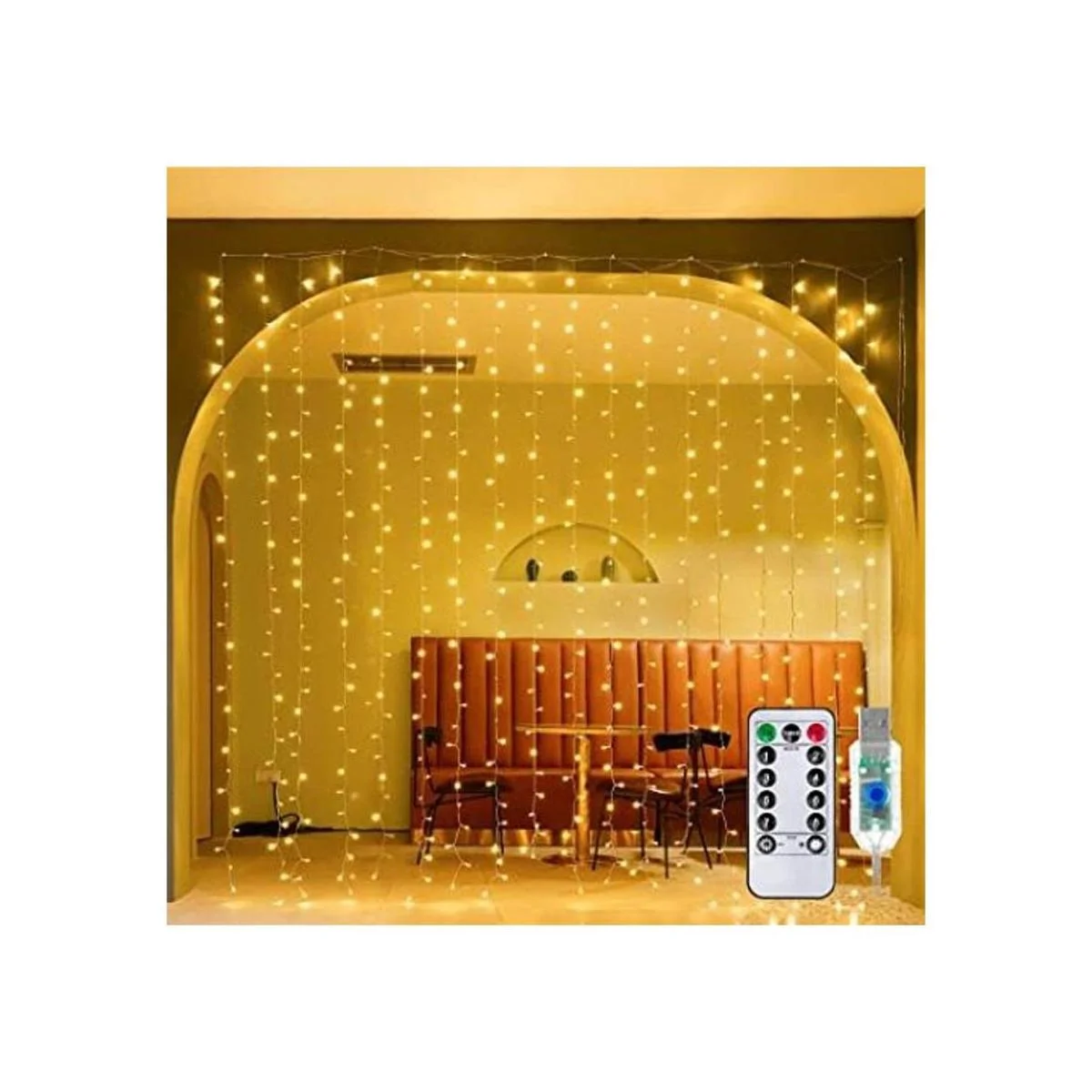 Ollny300 luces LED de cortinade navidadcolor blanco_1