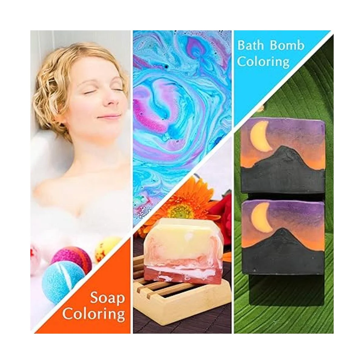 12 Pieces Bath Bomb Mold Set with 12 Soap Dye Shrink Wrap