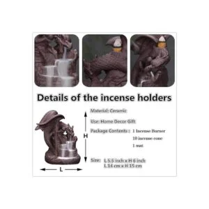 Fly Dragon Backflow Quemador de incienso hecho a mano con_4