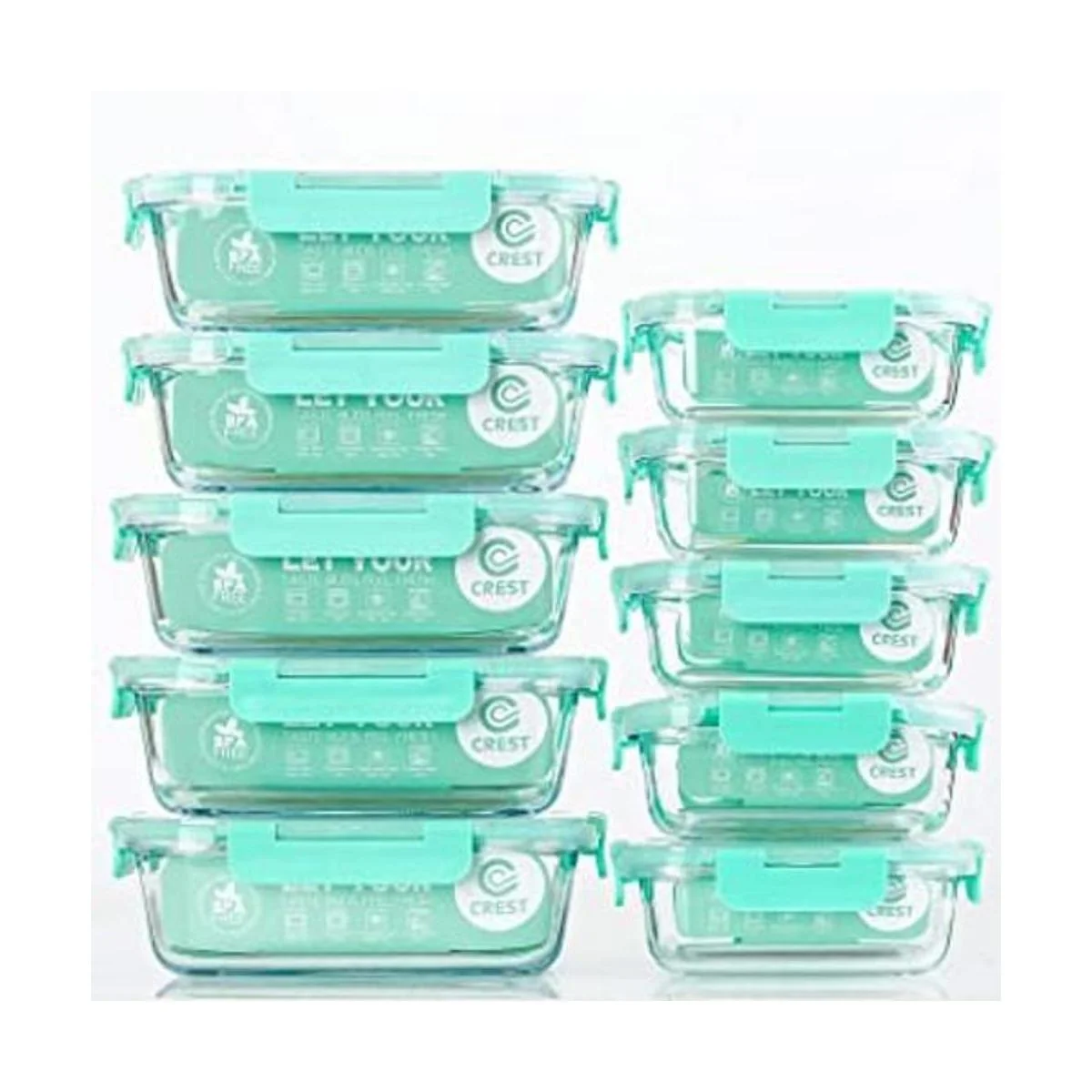 Paquete de 10 recipientes de almacenamiento de alimentos