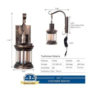 Lámpara de pared rústica para todos Bronce_5