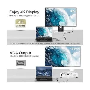 INTPW Adaptador USB C a VGA adaptador multipuerto USBC a_4