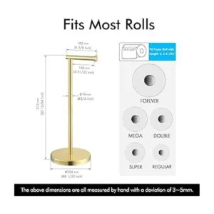 KES Soporte de papel higiénico dorado de pie independiente_5