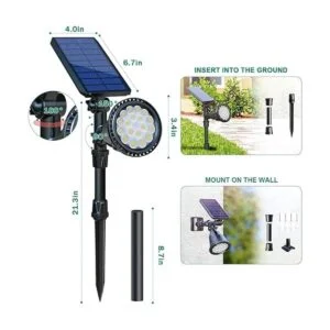 OSORD Luces solares para exteriores 18 LED impermeable_2