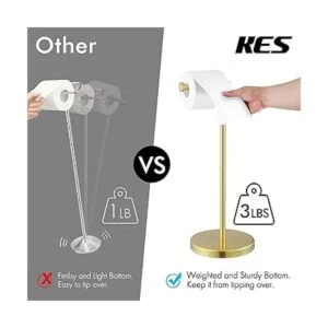 KES Soporte de papel higiénico dorado de pie independiente_3
