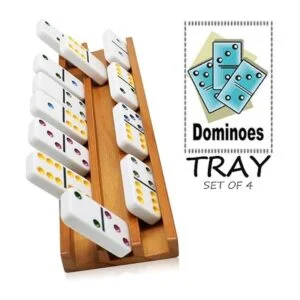 Exqline Organizador de bandejas de dominó de madera juego_5