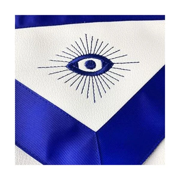 Delantal masónico de cuero sintético adorado maestro azul_3