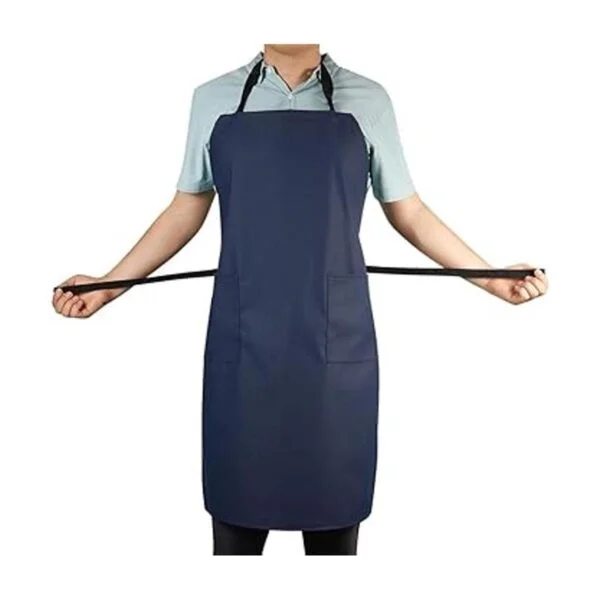 Delantal de vinilo de goma impermeable con 2 bolsillos_2