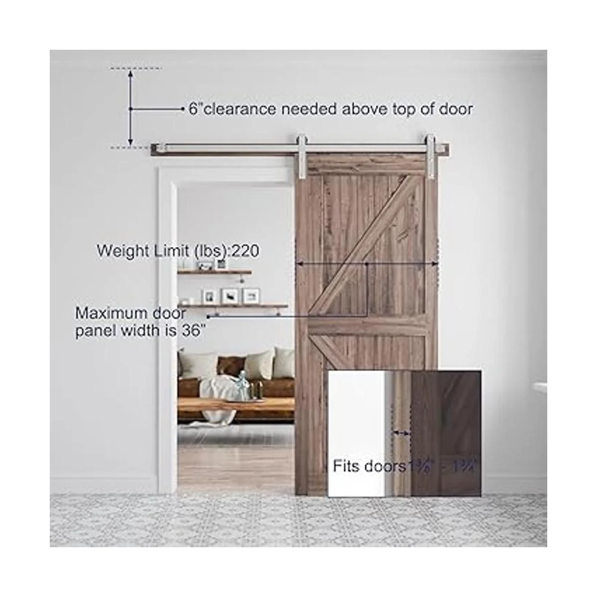 SMARTSTANDARD Kit de herrajes para puerta de granero de