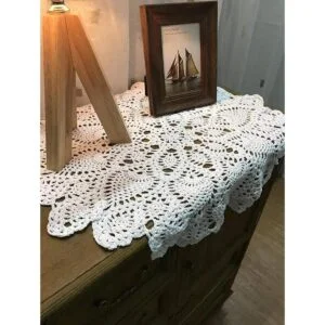 Damanni Mantel de encaje de ganchillo hecho a mano_6