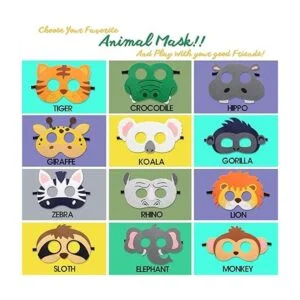 Máscaras de fieltro de animales salvajes con temática de_2