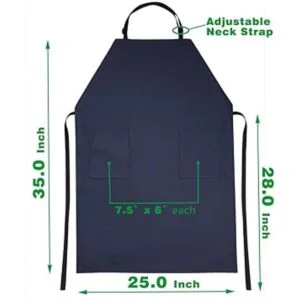 Delantal de vinilo de goma impermeable con 2 bolsillos_6