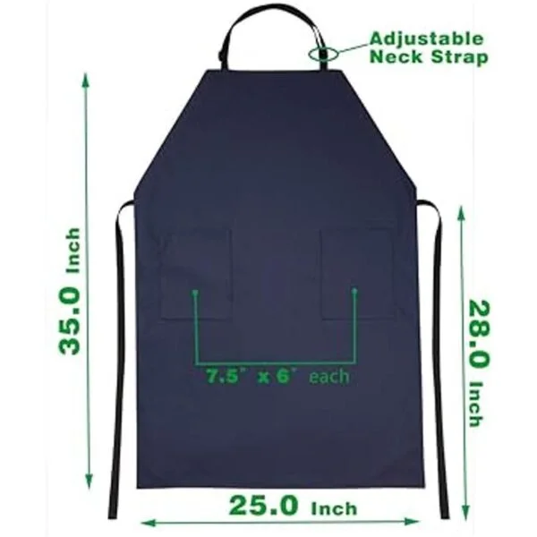 Delantal de vinilo de goma impermeable con 2 bolsillos_6