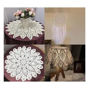Damanni Mantel de encaje de ganchillo hecho a mano_4