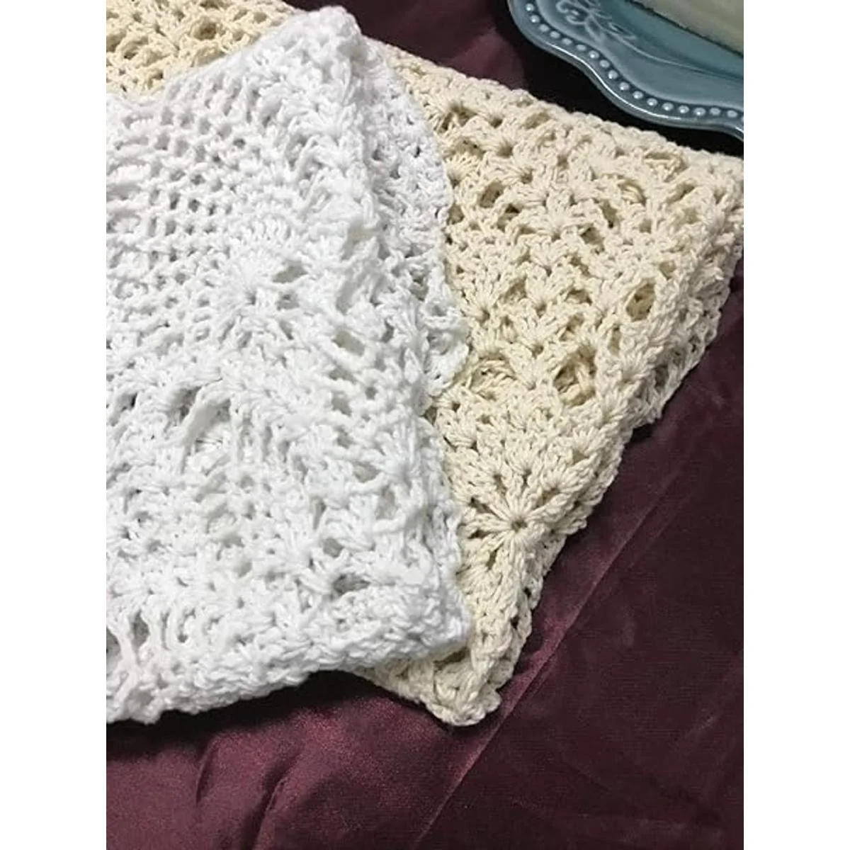 Damanni Mantel de encaje de ganchillo hecho a mano_5